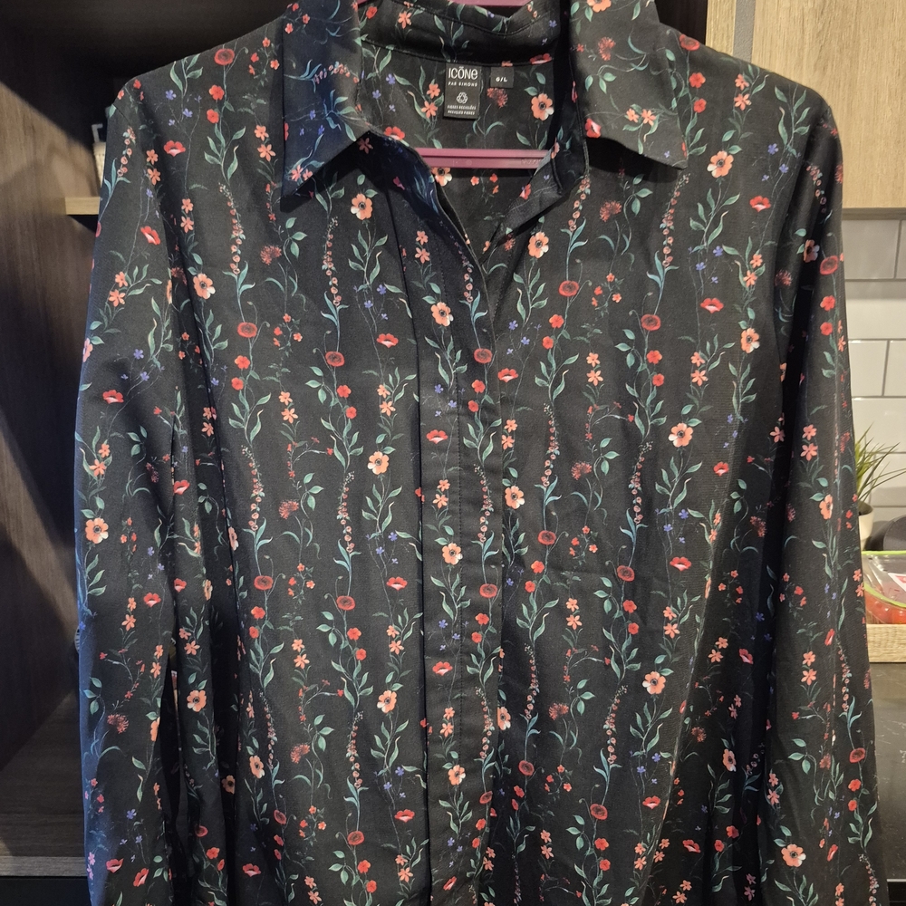 Simons Black Floral Casual Shirt